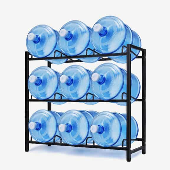 3-Tier Water Jug Holder for 5 Gallon Bottles - Heavy Duty Metal Storage Rack, Space Saving