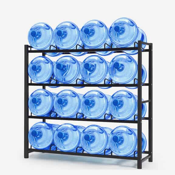 4-Tier Water Jug Holder for 5 Gallon Bottles - Metal Storage Rack Organizer, Space Saving