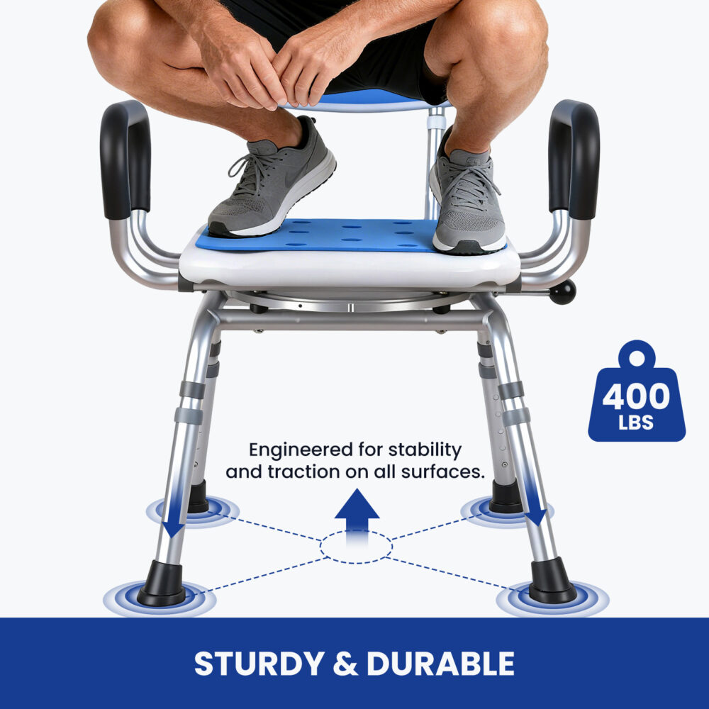 Deluxe Swivel Shower Chair with Arms & Back