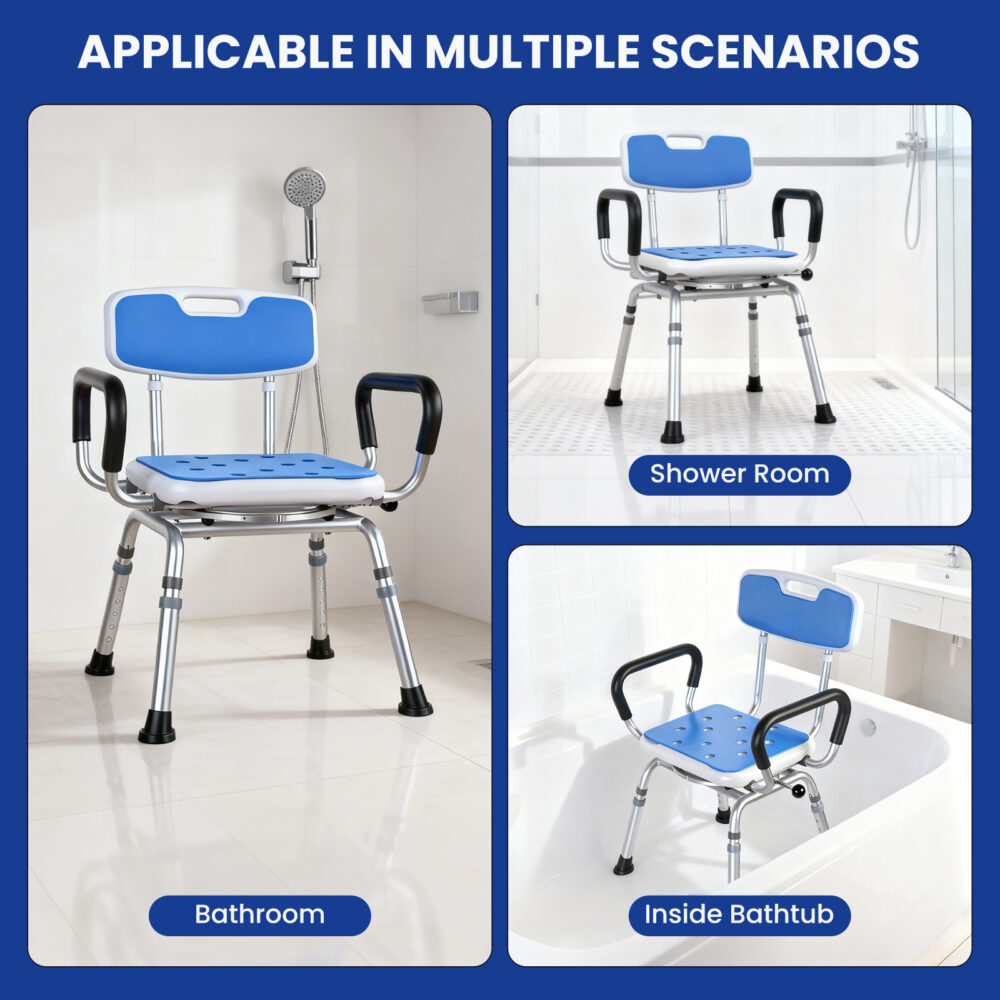 Deluxe Swivel Shower Chair with Arms & Back