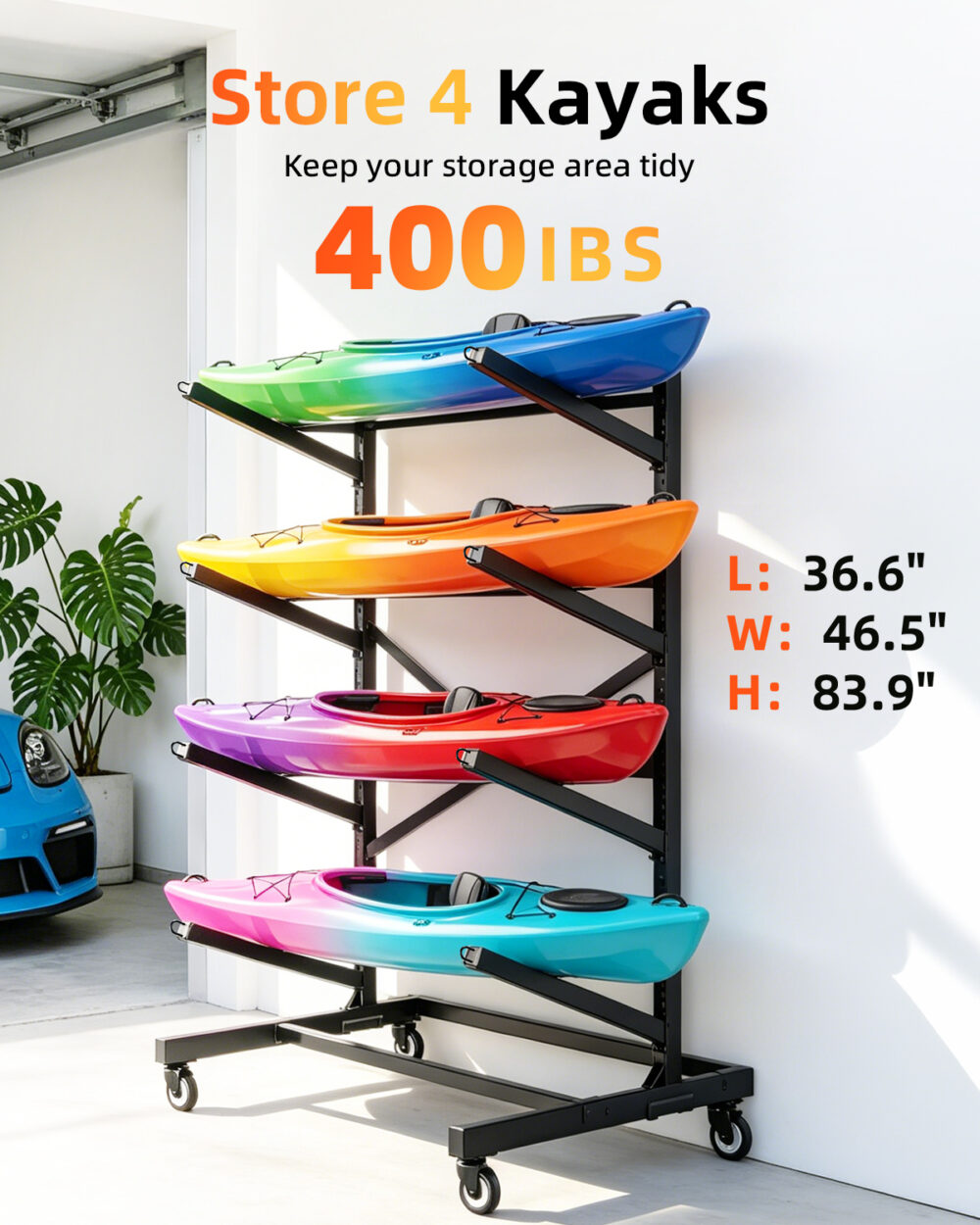 Kayak Storage Rack with Wheels