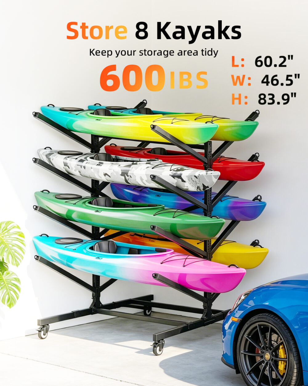 Kayak Storage Rack with Wheels